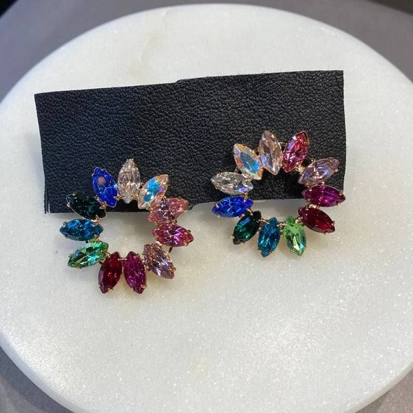 marquis circle earrings