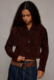 suede cropped jacket with fringe
