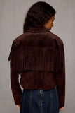 suede cropped jacket with fringe