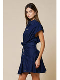 denim tie waist dress