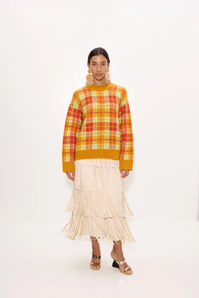 za za vegan leather fringe skirt