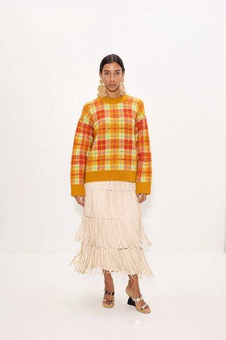 za za vegan leather fringe skirt