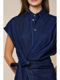 denim tie waist dress