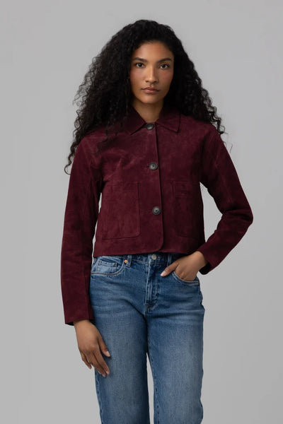 suede cropped blazer