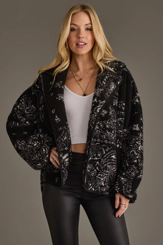 paisley fleece coatigan
