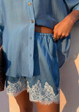 blue lace marley shorts