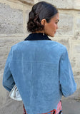 sky blue suede jacket