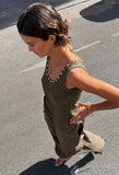 khaki studded tank