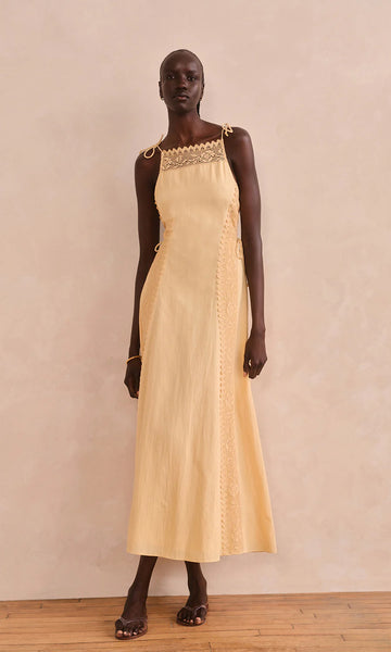 lysandra crochet rose trim midi
