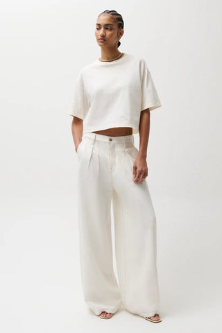 delphine pleated denim wide leg