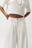 delphine pleated denim wide leg