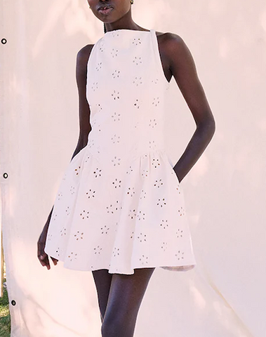 may daisy eyelet denim dress