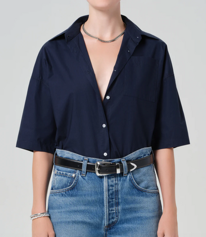 frances cropped cape button up
