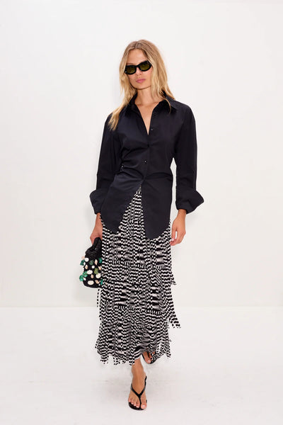 za za knit fringe skirt