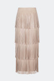 za za vegan leather fringe skirt