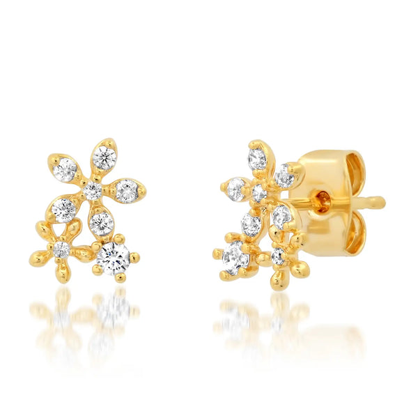 pave flower cluster studs