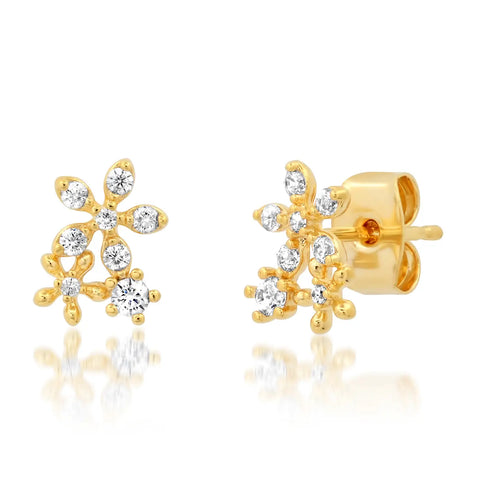 pave flower cluster studs
