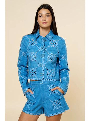 denim cut out jacket/top