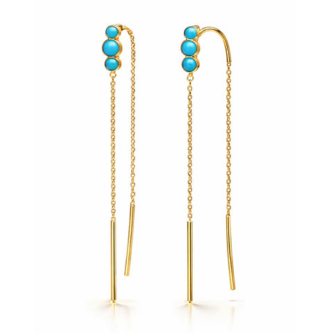 triple stone threader earring