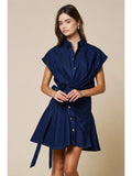 denim tie waist dress