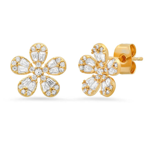 pave flower studs