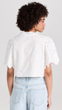 short puff sleeve eyelet top