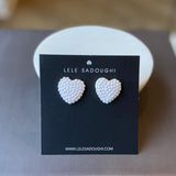 jeweled heart button earrings
