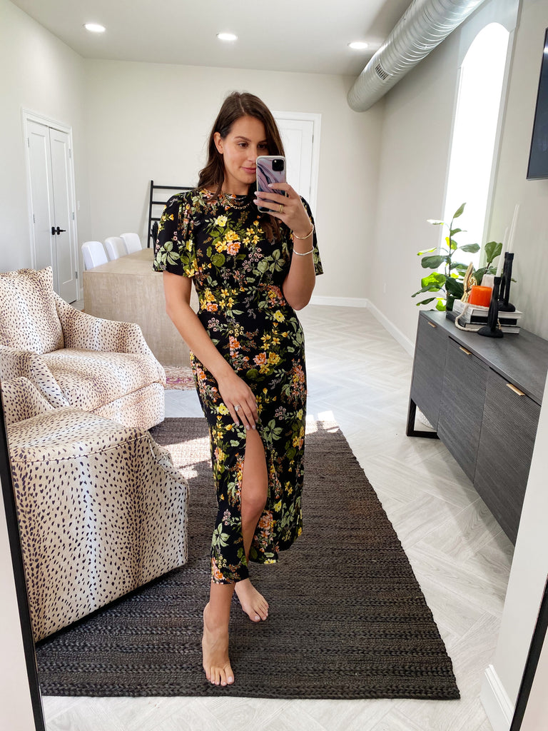 night bloom floral midi dress Wholesale Night Bloom Floral Midi Dress for your store