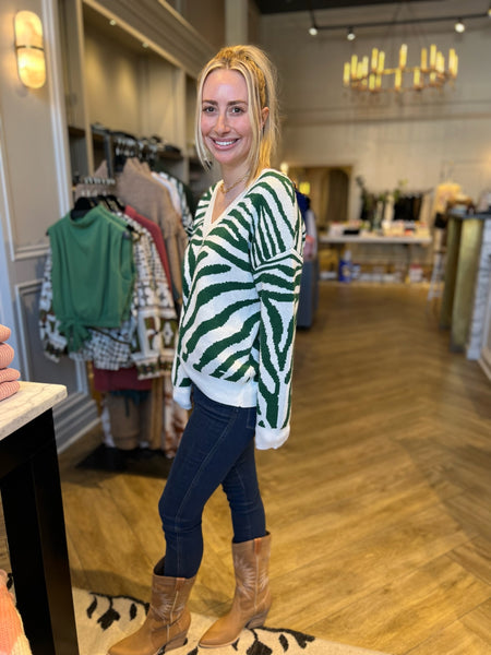 joey sweater verdant zebra