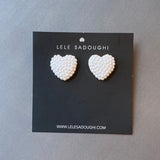 jeweled heart button earrings