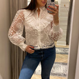 lace ruffle front top